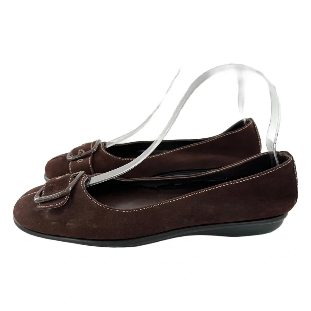 Aerosoles womens flats size 7.5 chocolate brown suede buckle old money loafers